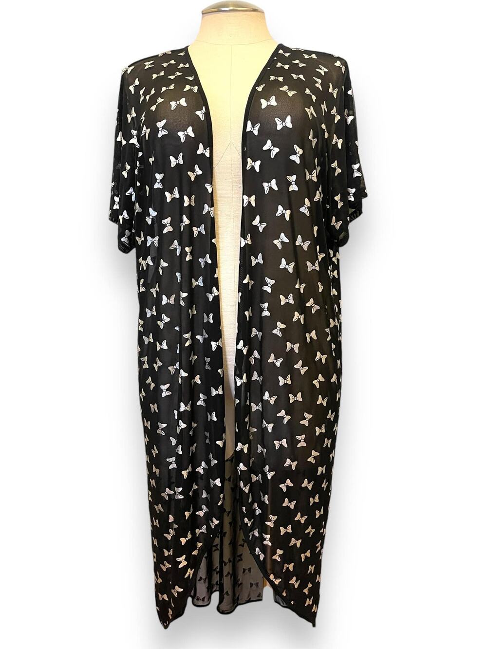 Torrid 1X/2X Disney Minnie Mouse Bows Open Mesh Swim Swimsuit‎ Cover Up Kimono